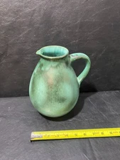 Gotek Pottery Pitcher Jug Gotek Colonia Tovar Studio Venezuela 9" tall green