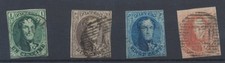 Belgium Stamps 1861 1c green;10c brown; 20c blue; 40c red SG12/15 CV &pound;326