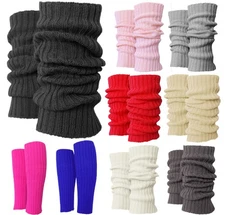 Ribbed Solid Winter Cable Knit Long  Leg Warmers