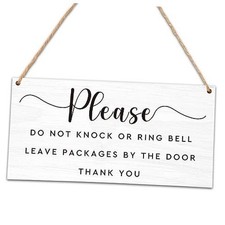 No Soliciting Warning Reminder Plaque, Please Do Not Knock Or Ring White