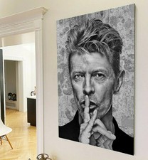 XXL BILD LEINWAND 120x80x5 "DAVID BOWIE" SCHWARZ WEISS KUNSTDRUCK MODERN NEU