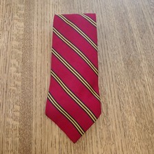Brooks Brothers Makers Gold & Burgundy Striped Silk Tie Made in USA