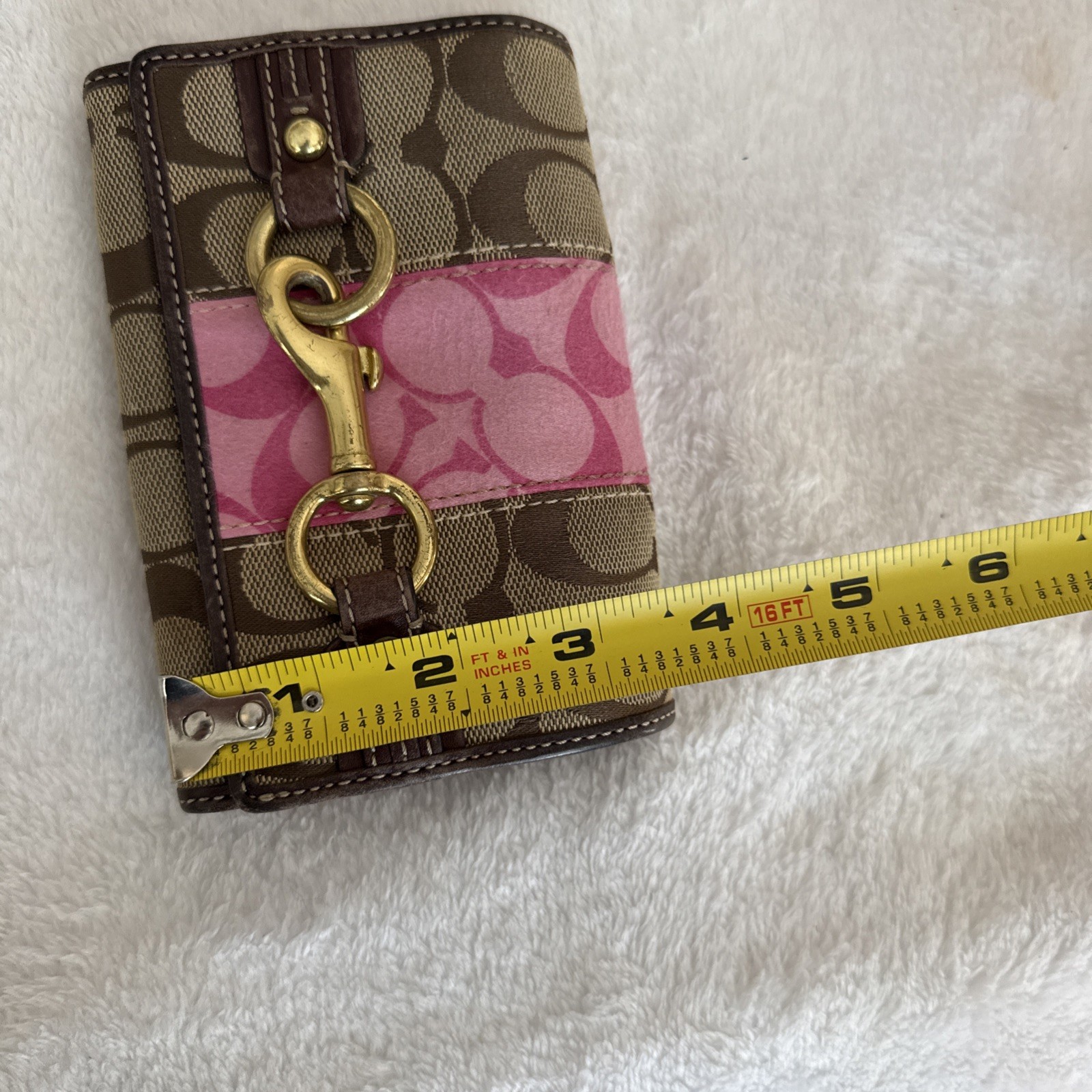 Coach Signature C Pink Stripe Purse Clutch Chain Link Limited Edition Y2K RARE thumbnail 14