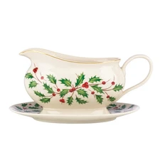 Lenox 843318 Holiday Gravy Boat and Stand, Christmas Hosting
