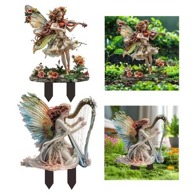 Butterfly Elf Garden Stake 2D Elegant Outdoor Patio Waterproof Yard