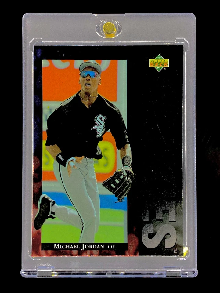 MICHAEL JORDAN ROOKIE BASEBALL CARD Silver Foil Upper Deck RC Card - WHITE SOX - Image 4 of 4
