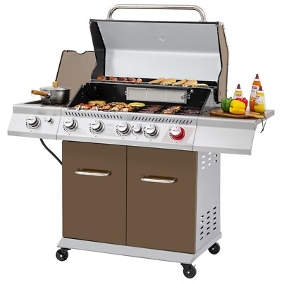 #ad Royal Gourmet 5 Burner BBQ Cabinet Style Gas Grill Sear Burner and Side Burner $489.99