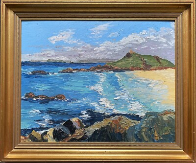 St. Ives Schule, feines Mid-Century Post-Impressionist Cornish Beach Ölgemälde