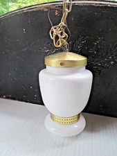 Vintage Atomic MCM Pendant Swag w/Milk Glass Shade MCM