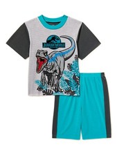 Dinosaur Jurassic World Pajamas Set Shorts T Shirt Lounge Boy Park Summer T Rex