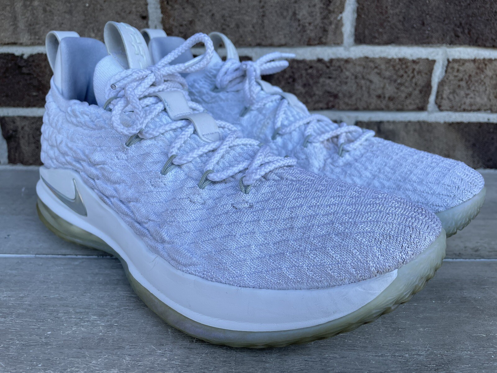 white lebron 15 low