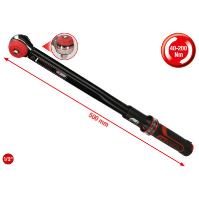 KS TOOLS 1/2'' ERGOTORQUE  Ratschen-Drehmomentschlüssel 40-200 Nm 516.1442 Knarre