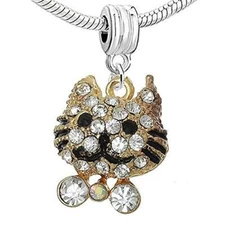 Cat Charm with Clear Crystals for Snake Chain Charm Bracelet