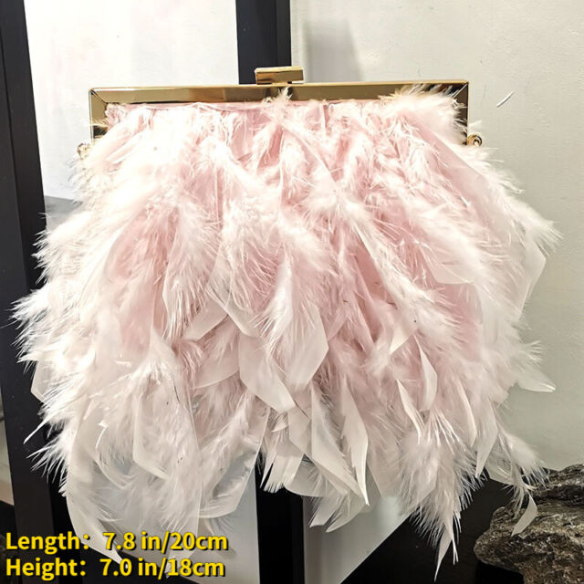 Fluffy Feather Purses Handbag Crossbody Bag Clutch Evening Party Elegant Fashion