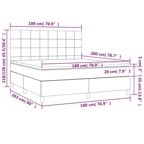 NITCA Boxspringbett 180 x 200 mit Matratze Bett Komplett Polsterbett 180 x C9G1 - Bild 6 von 6