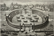Giostre NAUMACHIE ANFITEATRO ROMANI Italia INCISIONE Charpentier BERTEAUX XVIII°