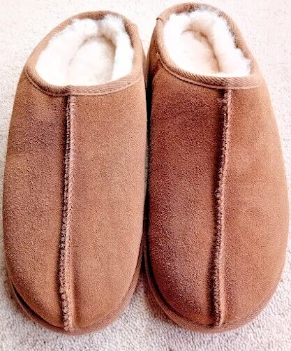 Totes Just Sheepskin Men's Fur Lined Mule Slippers Chestnut Size