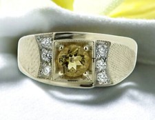 Citrine Round Cut With 925 Sterling Silver Gold Plated Ring For Men's 478