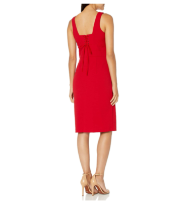 Donna Ricco Women's Sleeveless Crepe Shift with Corset Laces in