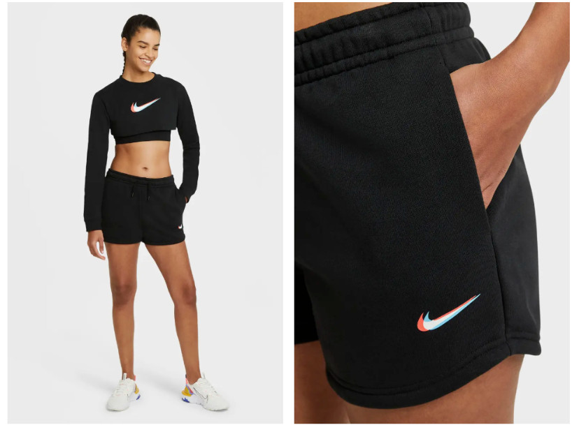 Шорты NIKE Sportswear Essential черного цвета с карманами и кулиской из смеси хлопка S = 4/6