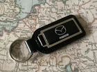 MAZDA Quality Black Real Leather Keyring  OBLONG Black 1
