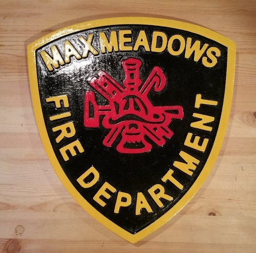 Fire Department Max Meadows 3D routed wood patch plaque sign Custom | eBay