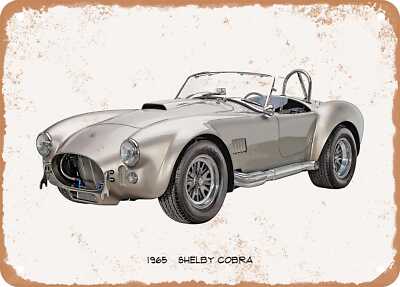 Classic Car Art - 1965 Shelby Cobra Oil Painting - Rusty Look Metal Sign 3