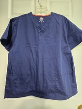 DICKIES Scrub Top Size L-NAVY Classic V-Neck-Chest 23.5"/L 27"