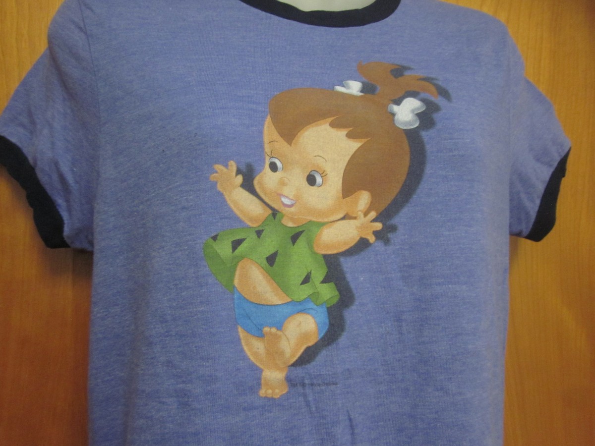 PEBBLES baby Flintstones youth XL tee cartoon Hanna-Barbera ringer - Main Image