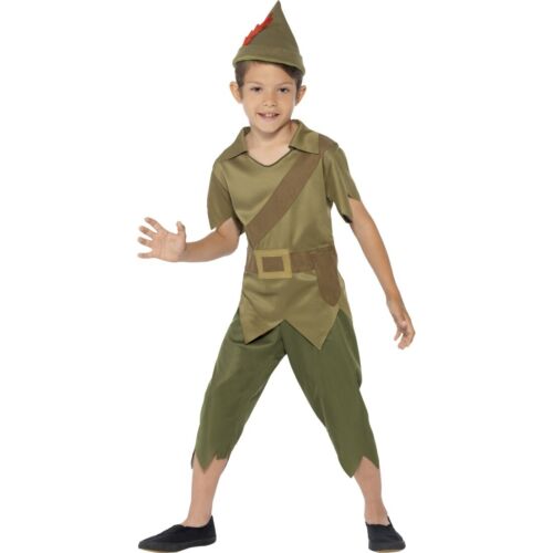 Peter Pan Costume per Bambini Robin Hood Ladro Arciere Cacciatore Abbinamento - Picture 1 of 6