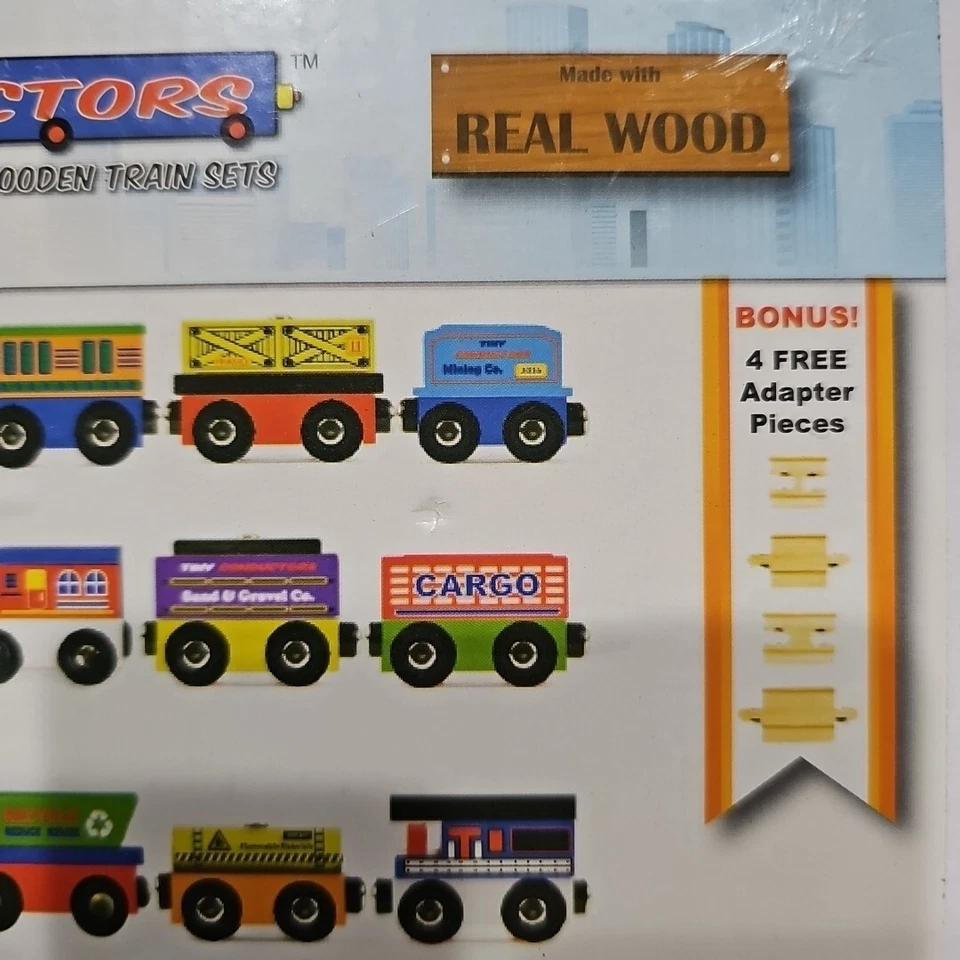 NUEVO Juego de 4 trenes pequeños conductores y ciudad de madera KidKraft sellado magnético Foto 4 de 4