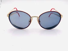 Vintage Clearvision Red Gold Metal Oval Sunglasses FRAMES ONLY France
