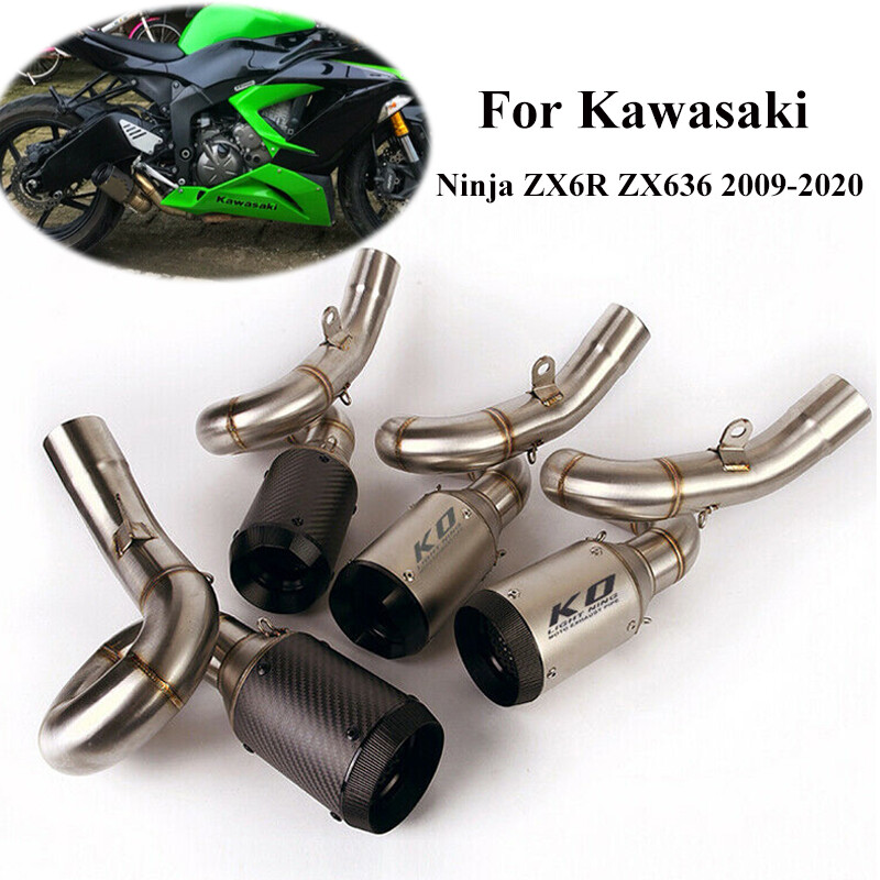 For Kawasaki Ninja ZX6R ZX636 20092019 51mm Exhaust Tips Muffler Mid