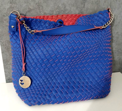 Mimi Mua Braided Pattern Blue Blue Shoulder Bag Mint