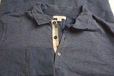 Burberry Brit Blue Nova Check Detailed Placket Cotton Long Sleeve Polo Shirt M