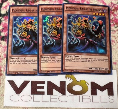 3x (M/NM) Prometheus, King of the Shadows DESO-EN047 Super Rare 1st Ed. YuGiOh