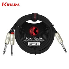 Kirlin 3FT 1/4" TRS Stereo Male Plug to Dual 1/4" TS Mono Y-Cable Y-336 PR-03/BK