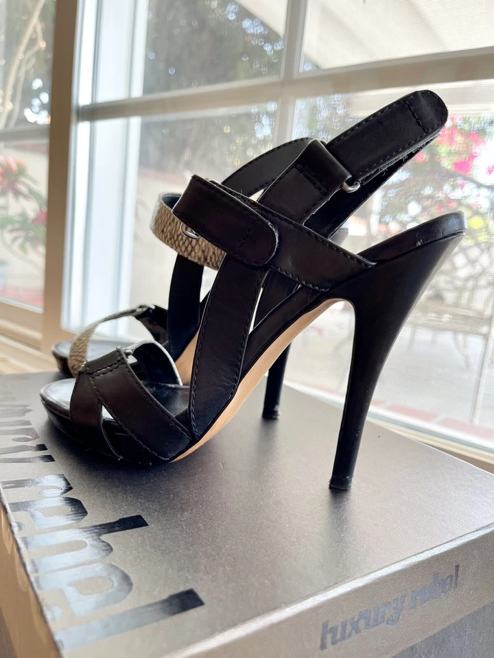 LUXURY REBEL Black Platform Open Toe heels 38 1/2 M  - Image 4 of 4