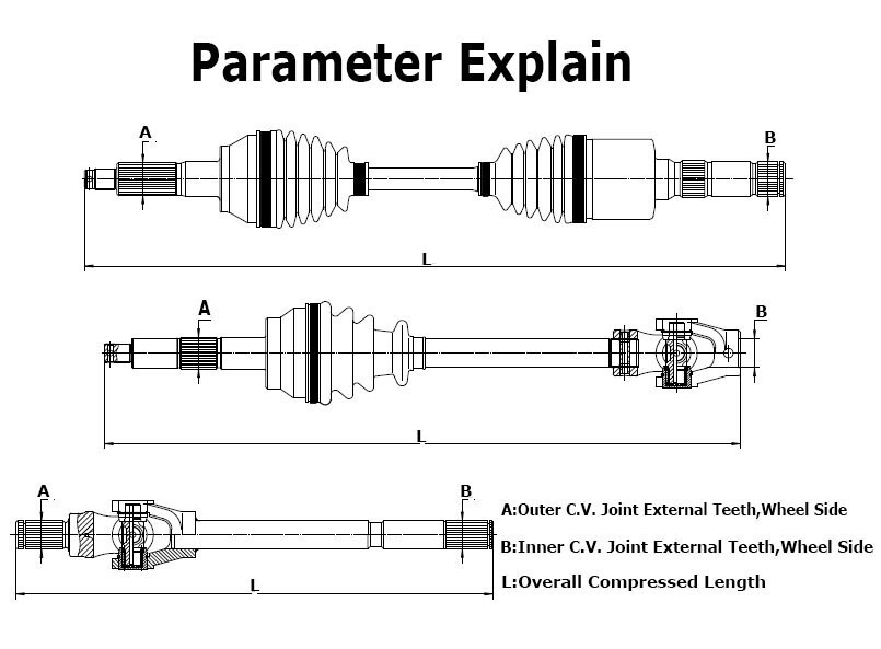 Front Left & Right CV Joint Axles Set for Kubota RTV 900 RTVX900 RTV