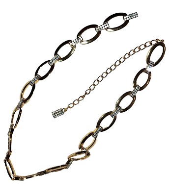 CLEAR RHINESTONE GOLD TONE CHAIN LINK BELT | eBay display picture 2