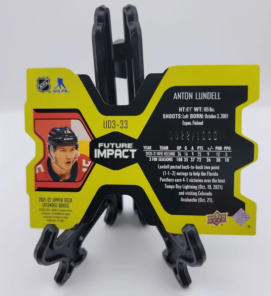 2021-22 Upper Deck Extended Future Impact Anton Lundell UD3-33 /1000 Panthers🔥 - Image 2 of 2