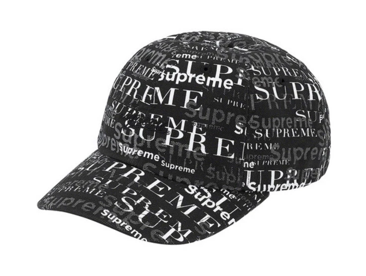 Chapeau Supreme FW20 Logo Patern 6 panneaux boîte noire logo bogo 