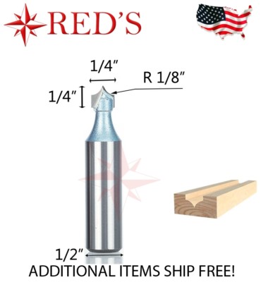 Tideway Carbide Industrial LC04050408 R1/8'' Radius Carving 1/2'' shank router bit