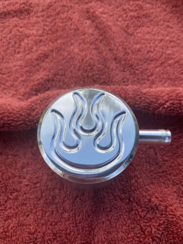Valve Cover PCV Breather 1" O.D. Neck Push In Aluminum Ball Milled Flame - Picture 3 of 10