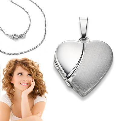 AllerPierce Damen Herz Foto Medaillon - Edelstahl Halskette Mit Bild-Anhänger