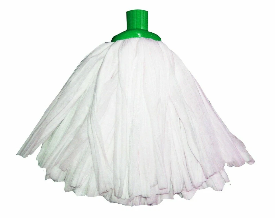 CROWN SUPPLIES Pack of 10 Super White Socket Mop Heads Green Non Woven - Medium Size