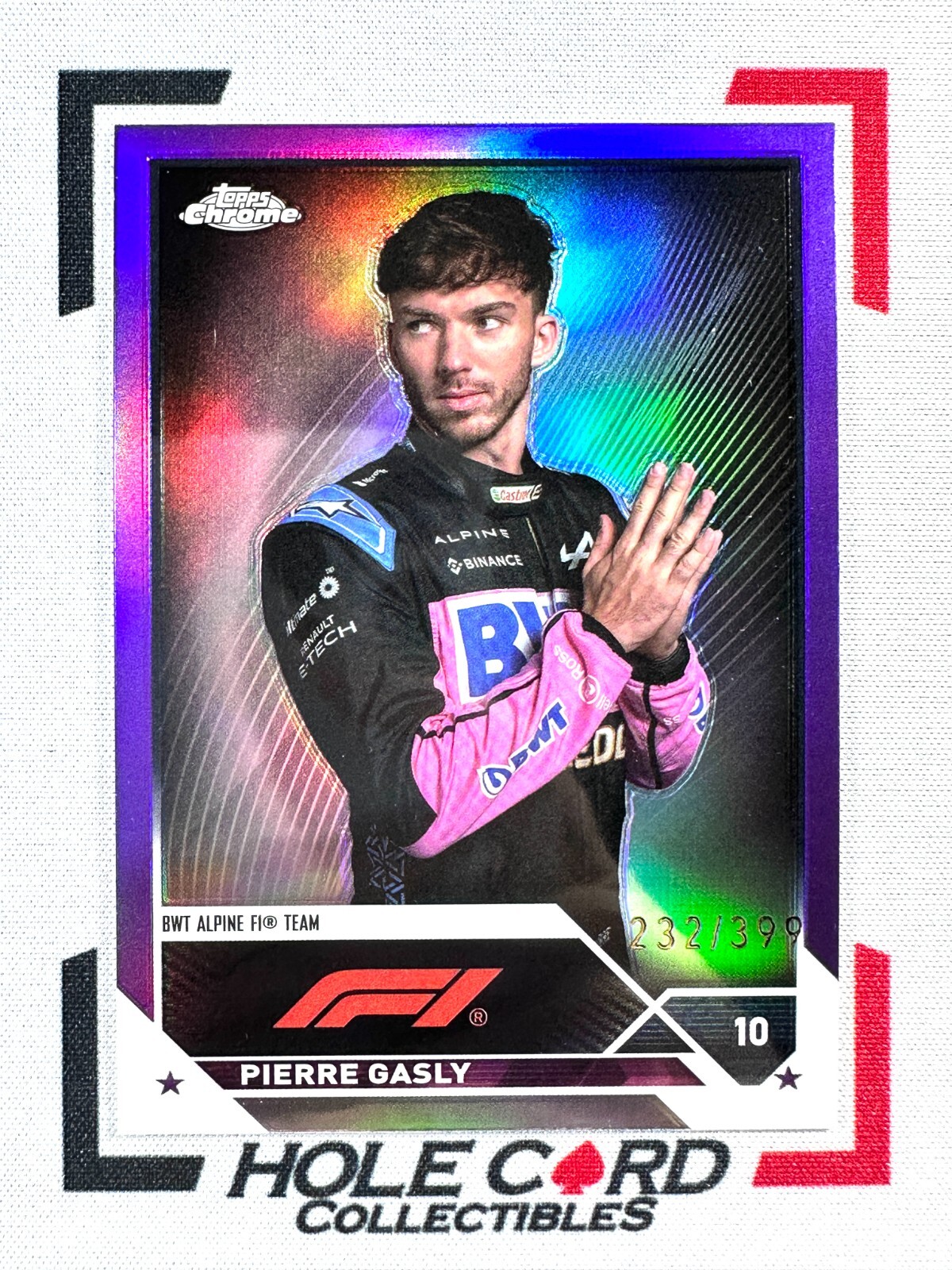 PIERRE GASLY 2023 Topps Chrome Formula 1 F1 #52 Purple Refractor 232/399