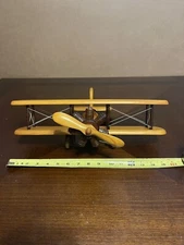 Beautiful Wooden Model airplane bi-plane, Awesome Addition to any collection.
