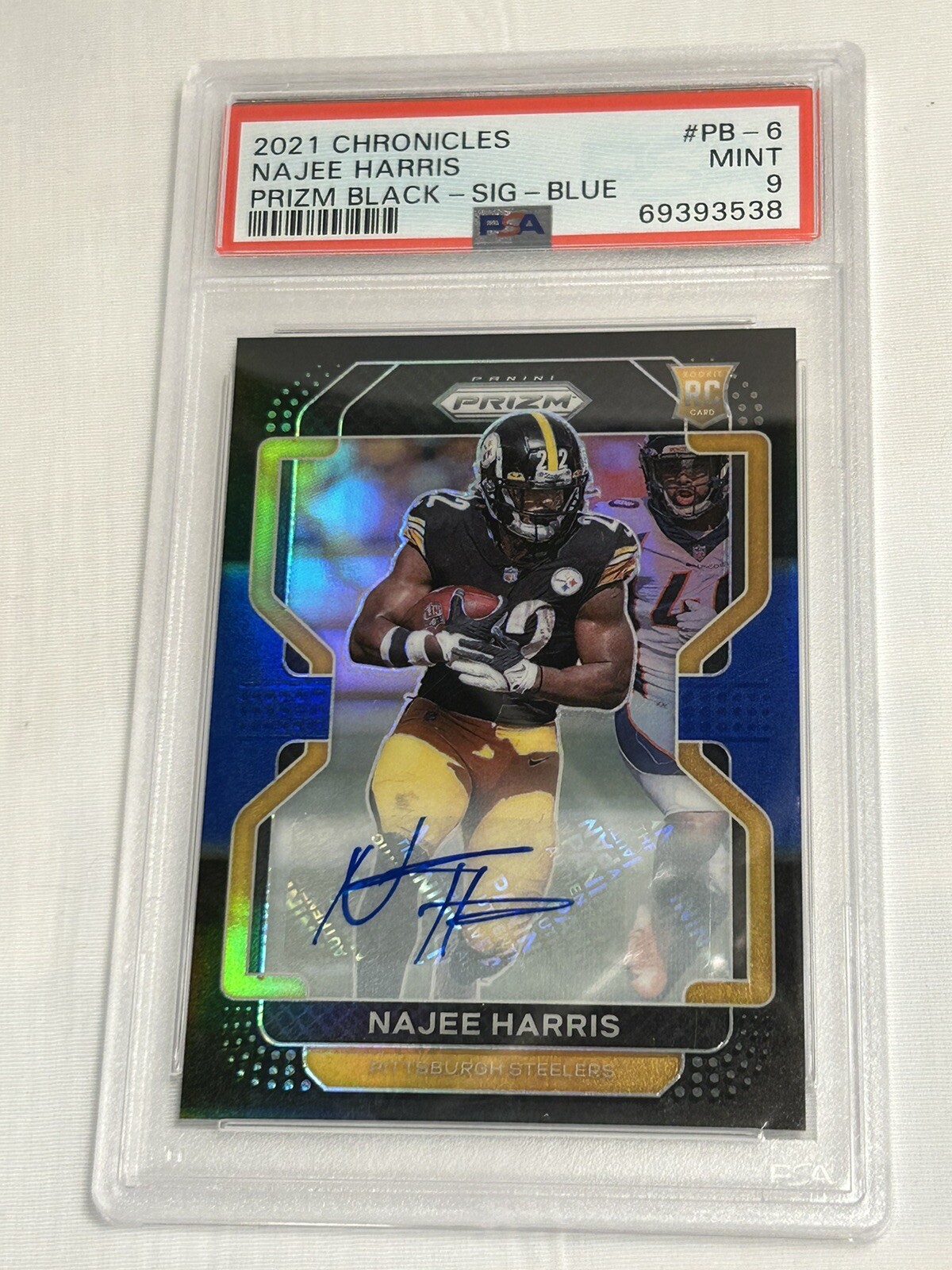 Najee Harris Panini Chronicles Prizm Black #PB6 Signature-Blue