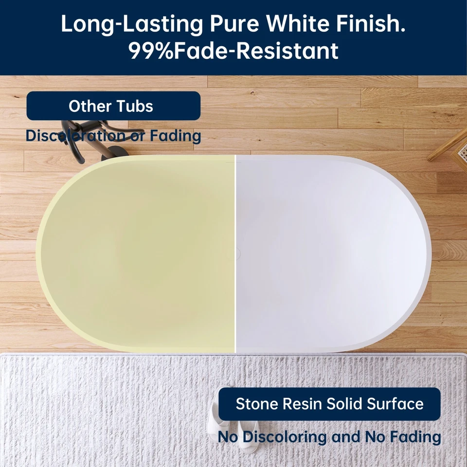 Bañeras independientes de 59"" de resina de piedra superficie sólida spa bañeras de remojo Foto 3 de 4